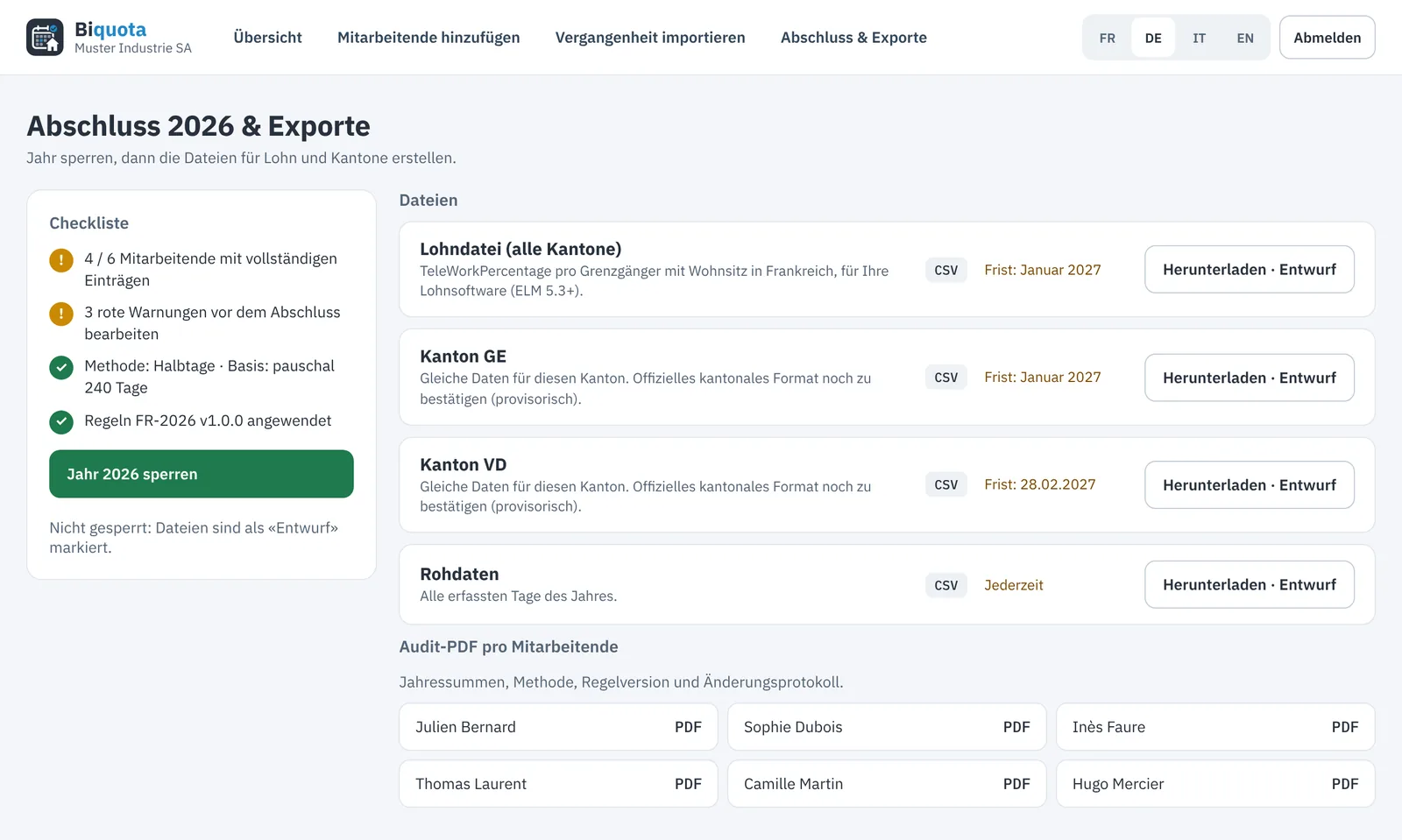 Der Export ist bereit