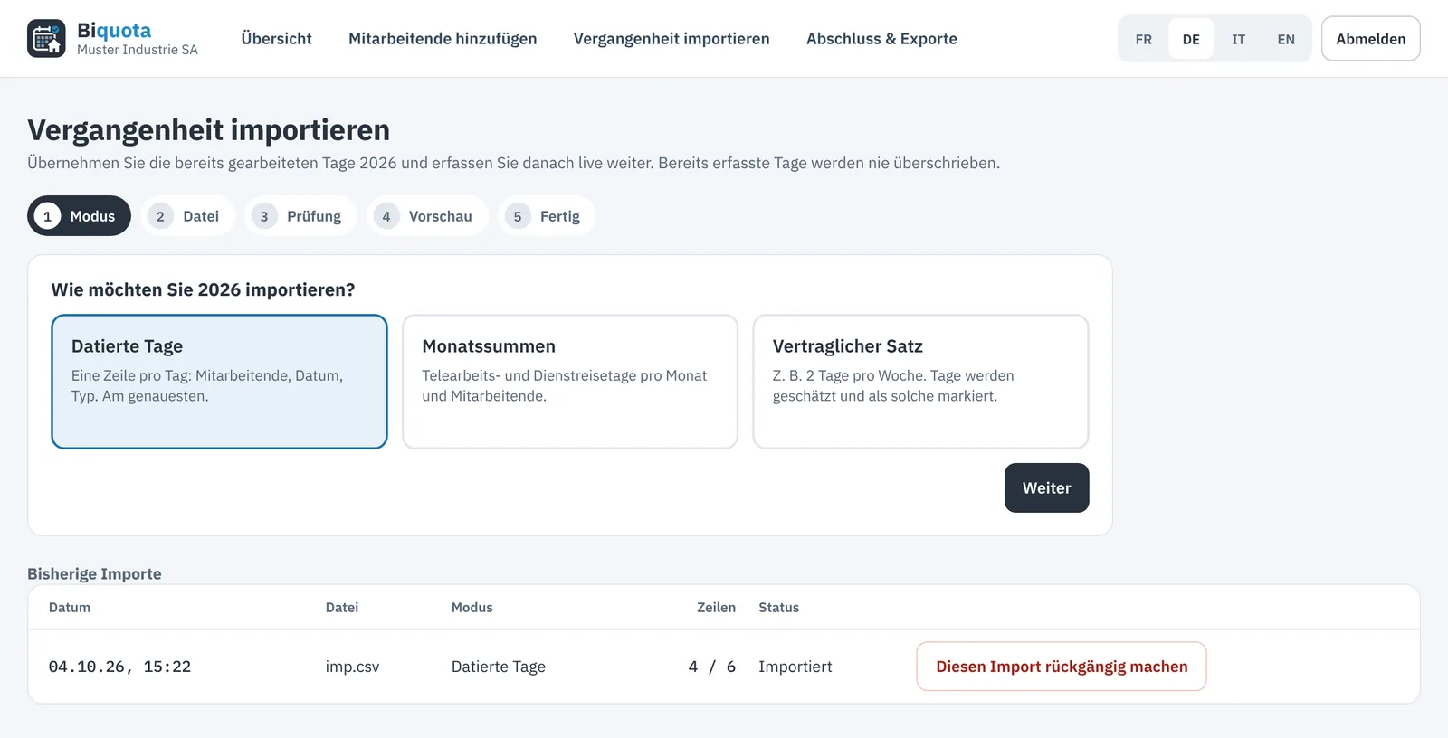 Importieren Sie die Vergangenheit.